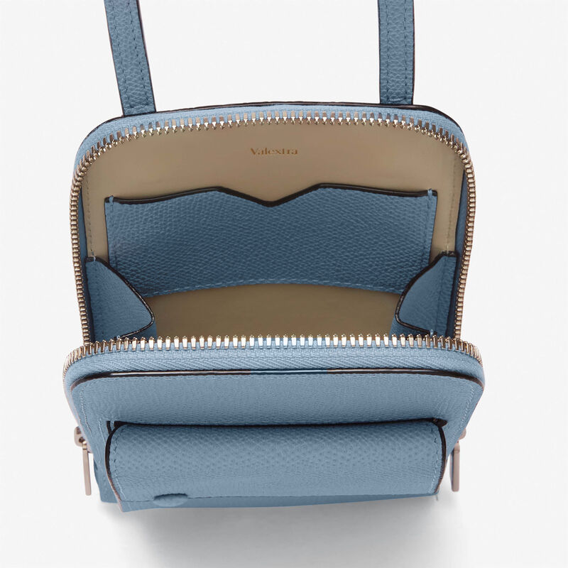 Crossbody Phone case - Shirt Blue - Millepunte calf leather - Valextra - 3