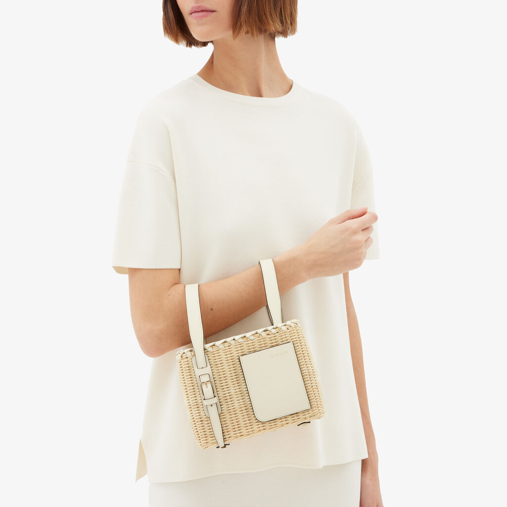 Soft Wicker Bucket Micro Bag - Beige/Pergamena White - Midollino/Vitello VS - Valextra - 2