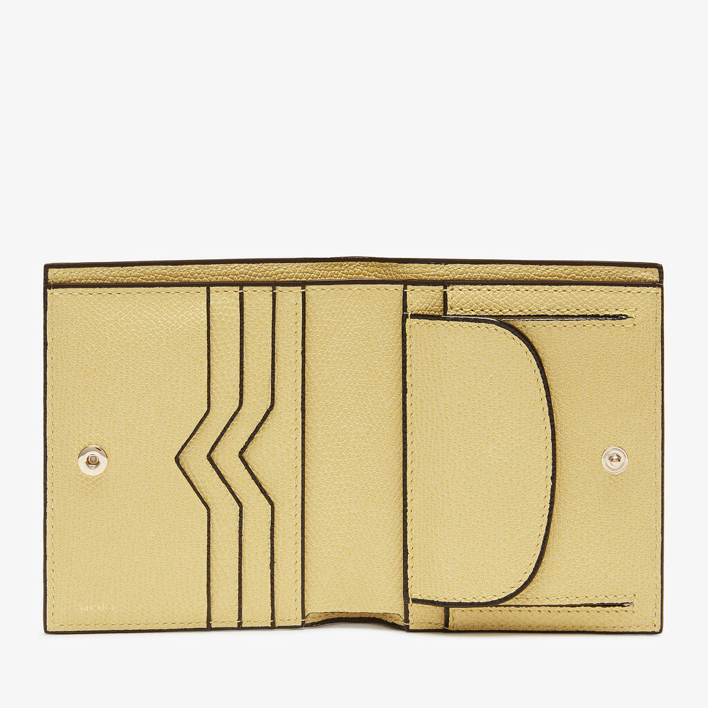 Compact Wallet 3 CC with Coin Purse - Vanilla Yellow - Vitello VS - Valextra - 4