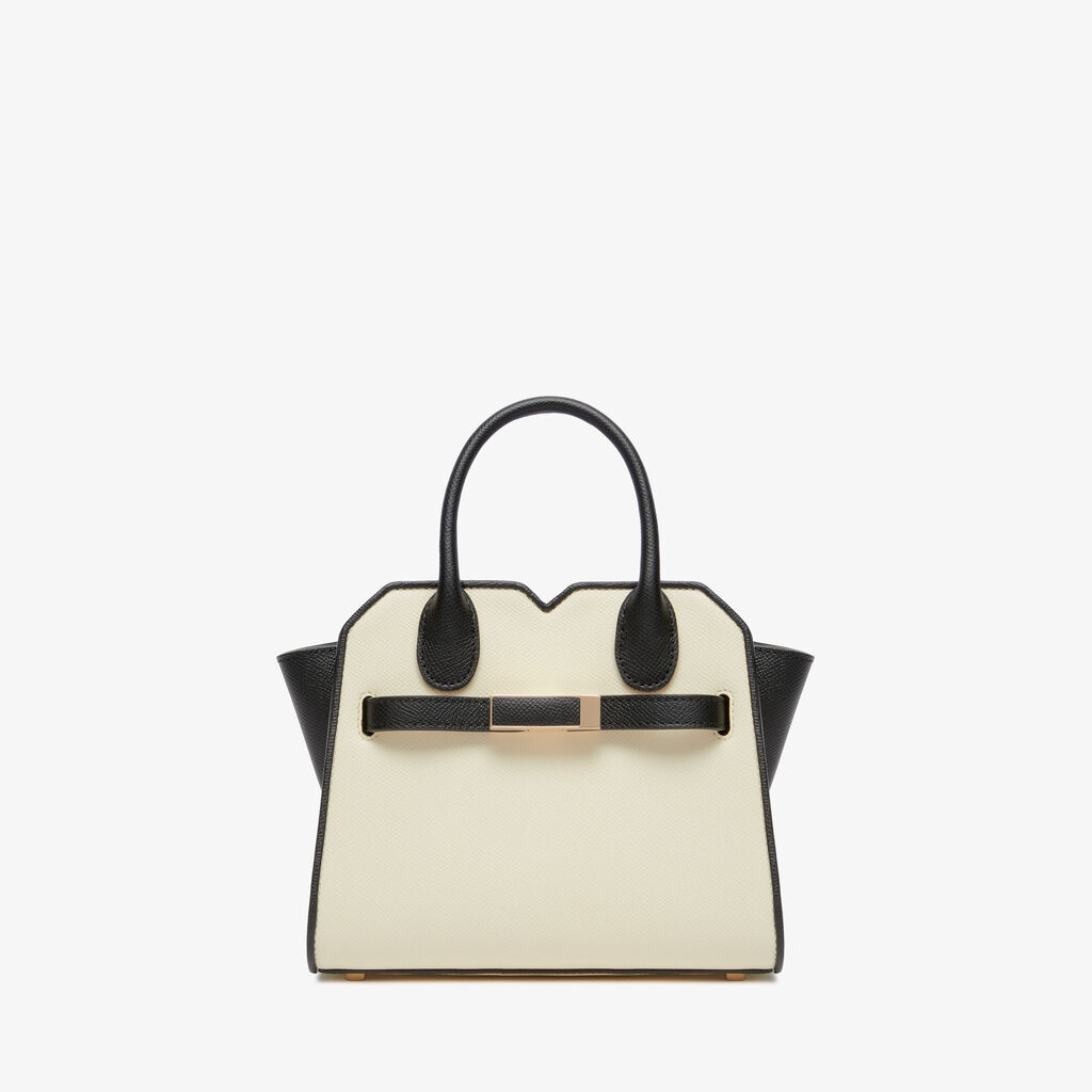 Milano Chiaroscuro Crossbody Micro Bag - Pergamena White/Black - Vitello Millepunte Soft - Valextra - 1