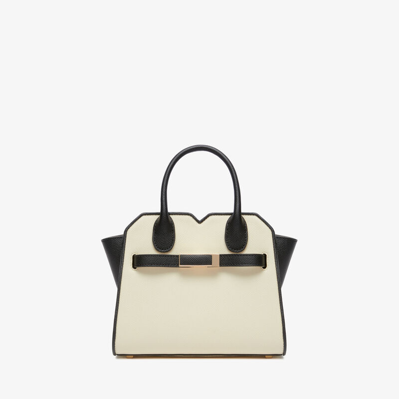 Milano Chiaroscuro Crossbody Micro Bag - Pergamena White/Black - Millepunte Soft calf leather - Valextra - 1
