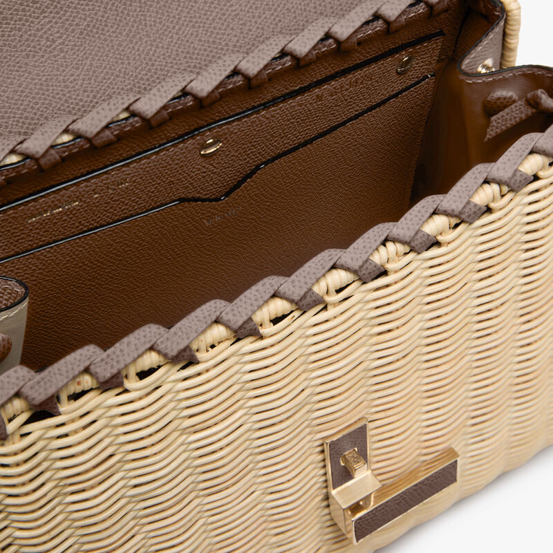 Iside Wicker Top Handle Medium Bag -  - Natural wiker and Millepunte calf leather - Valextra - 3