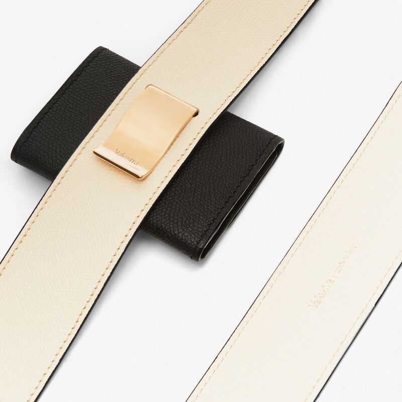 Shoulder Strap with Coin Purse - Pergamena White/Black - Millepunte calf leather - Valextra - 3