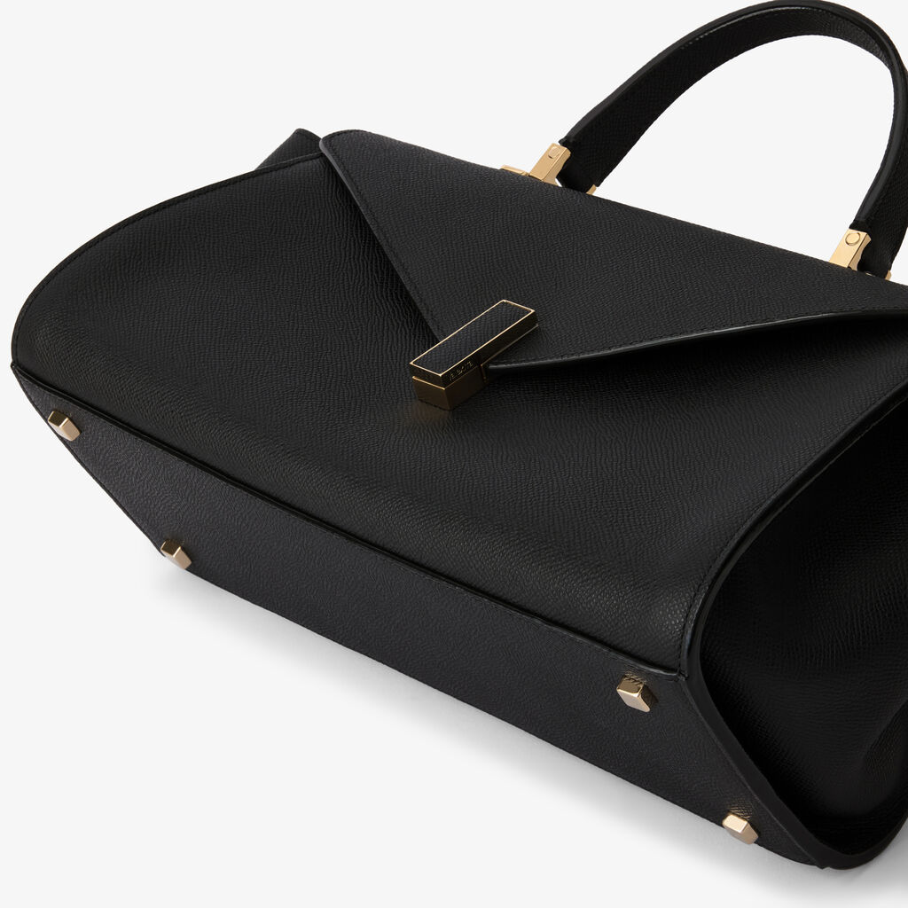 Iside Editor Top Handle Medium Bag - Black - Millepunte Soft calf leather - Valextra - 5