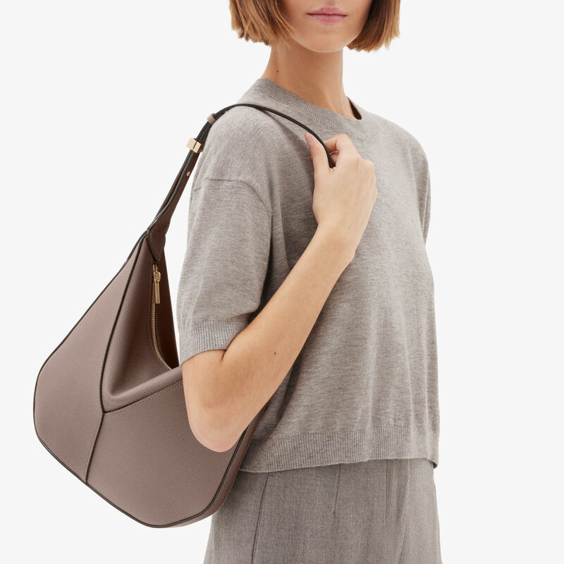 Vivi Hobo Mini Bag - Sahara Brown - Millepunte Soft calf leather - Valextra - 2