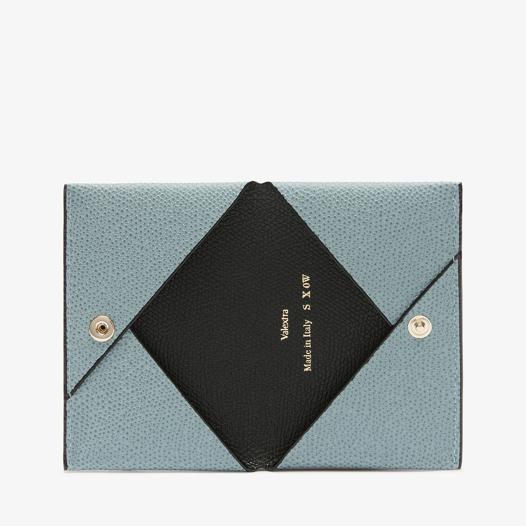 Card Case with Button - Dusty Blue/Black - Vitello VS - Valextra - 4