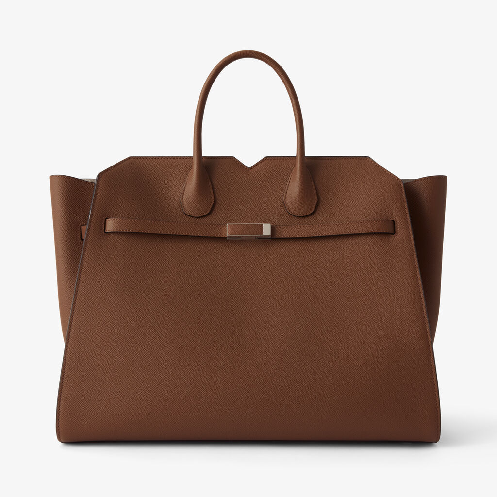 Borsa a due manici Milano Grande - Marrone Cioccolato - Vitello Millepunte Soft - Valextra - 1