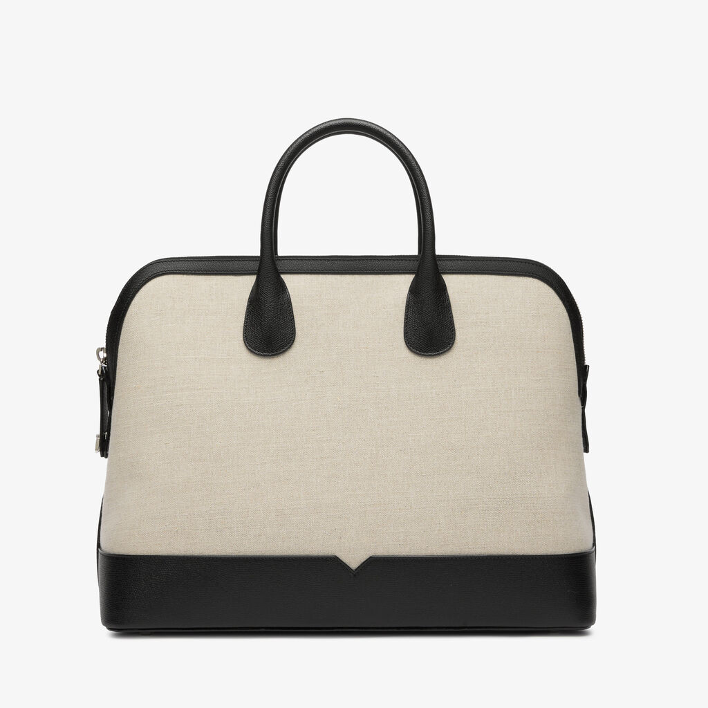 MyLogo Canvas Bowling Bag - Sand Brown/Black - Tessuto Canvas/VS - Valextra - 5