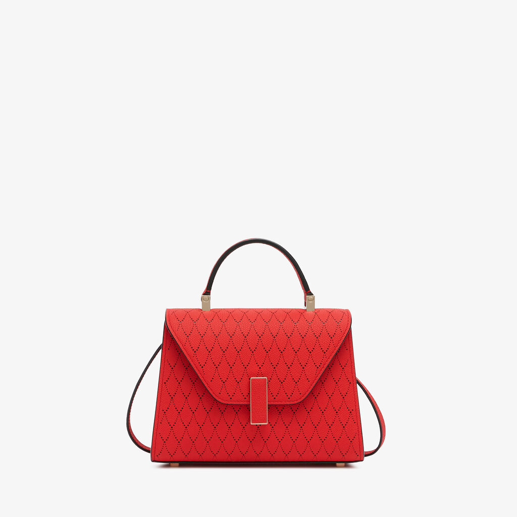 Iside Snake Crossbody Micro Bag - Crimson Red/lBack - Vitello VS-Foratura a Contrasto - Valextra - 1