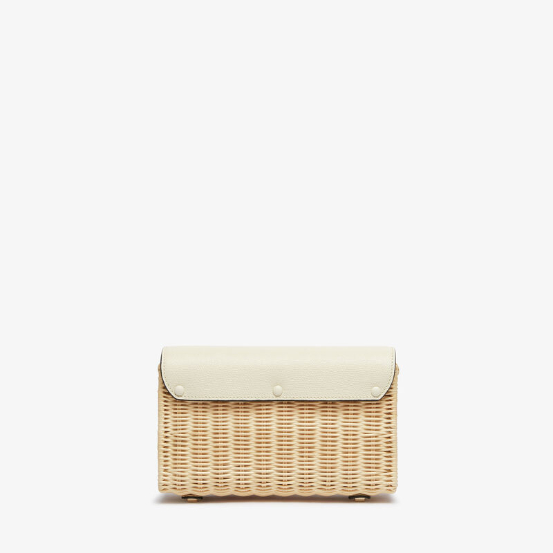 Iside Wicker Clutch - Beige/Pergamena White - Natural wiker and Millepunte calf leather - Valextra - 6