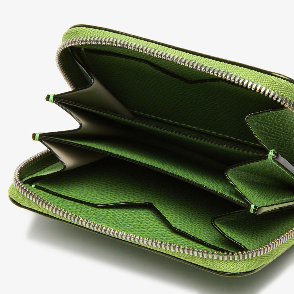 Card Holder Zip Around - Grass Green - Vitello VS - Valextra - 2