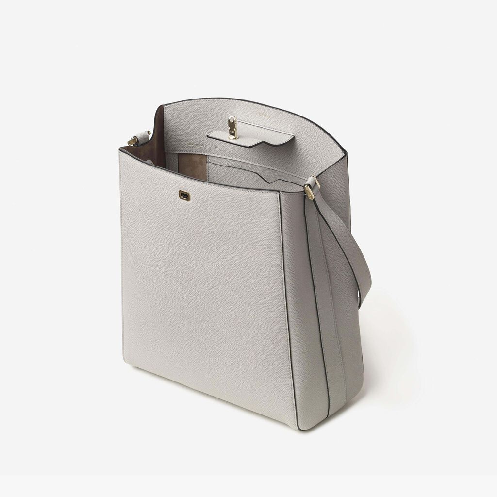 Valextra Brera Gray Leather Medium shoulder bag