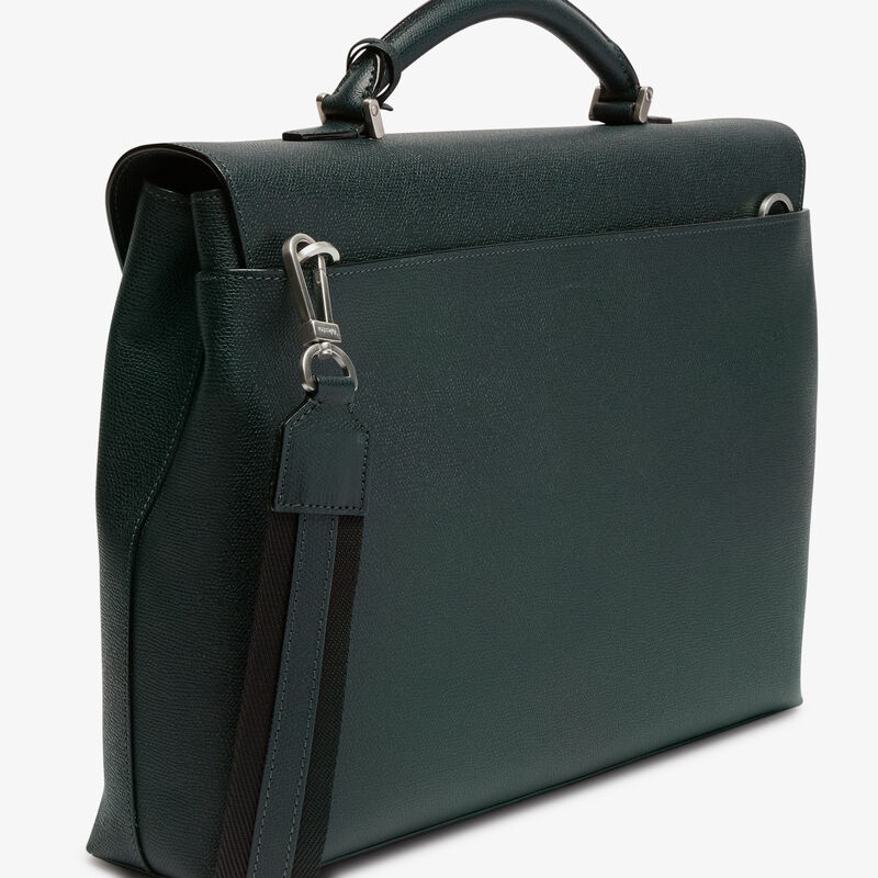 Avietta Briefcase with Flap 24h - Valextra Green - Millepunte calf leather - Valextra - 5