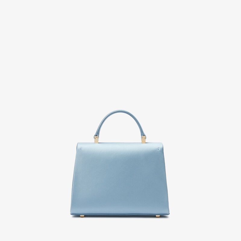 Iside Satin Top Handle Micro Bag - Niagara Blue - Satin and Millepunte calf leather - Valextra - 5