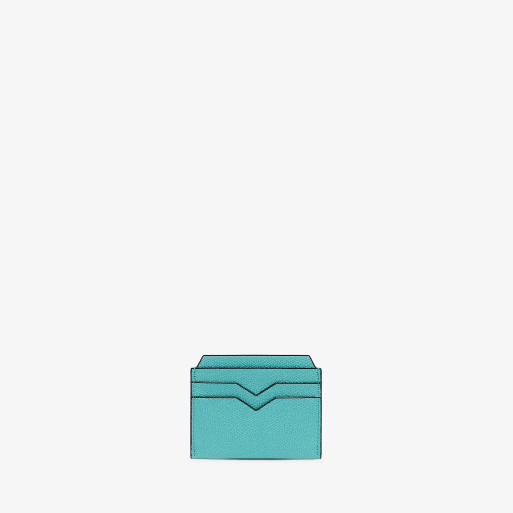 Valextra Porta carte di credito compatto in Pelle Azzurra | Valextra