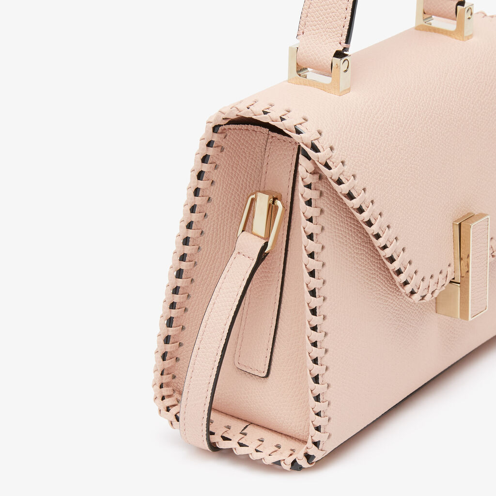 Iside Braided Crossbody Micro Bag - Bonne Mine Pink - Vitello VS-Infilatura Punto Festone - Valextra - 4