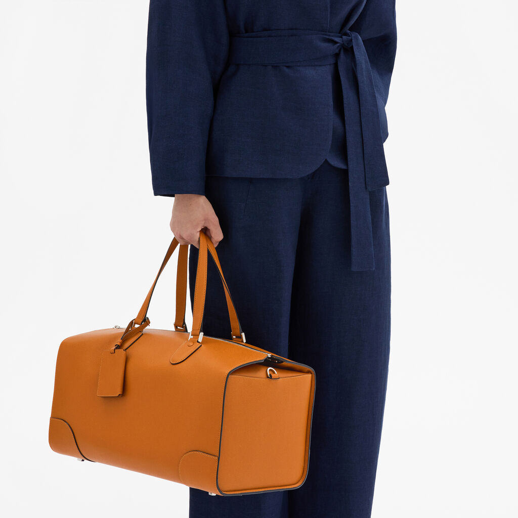 Babila Boston Travel Bag - Havana Brown - Vitello VS - Valextra - 2