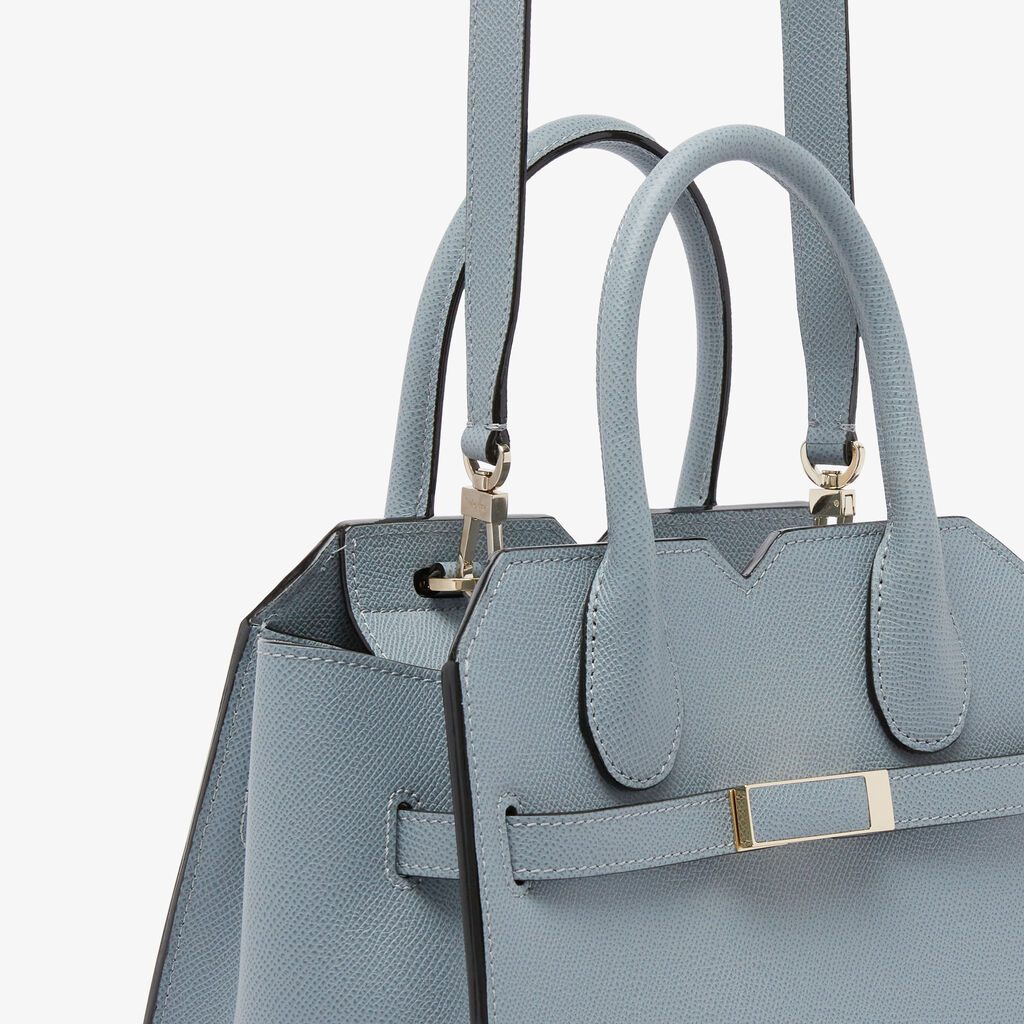 Milano Two Handles Mini Bag - Niagara Blue - Vitello Millepunte Soft - Valextra - 5