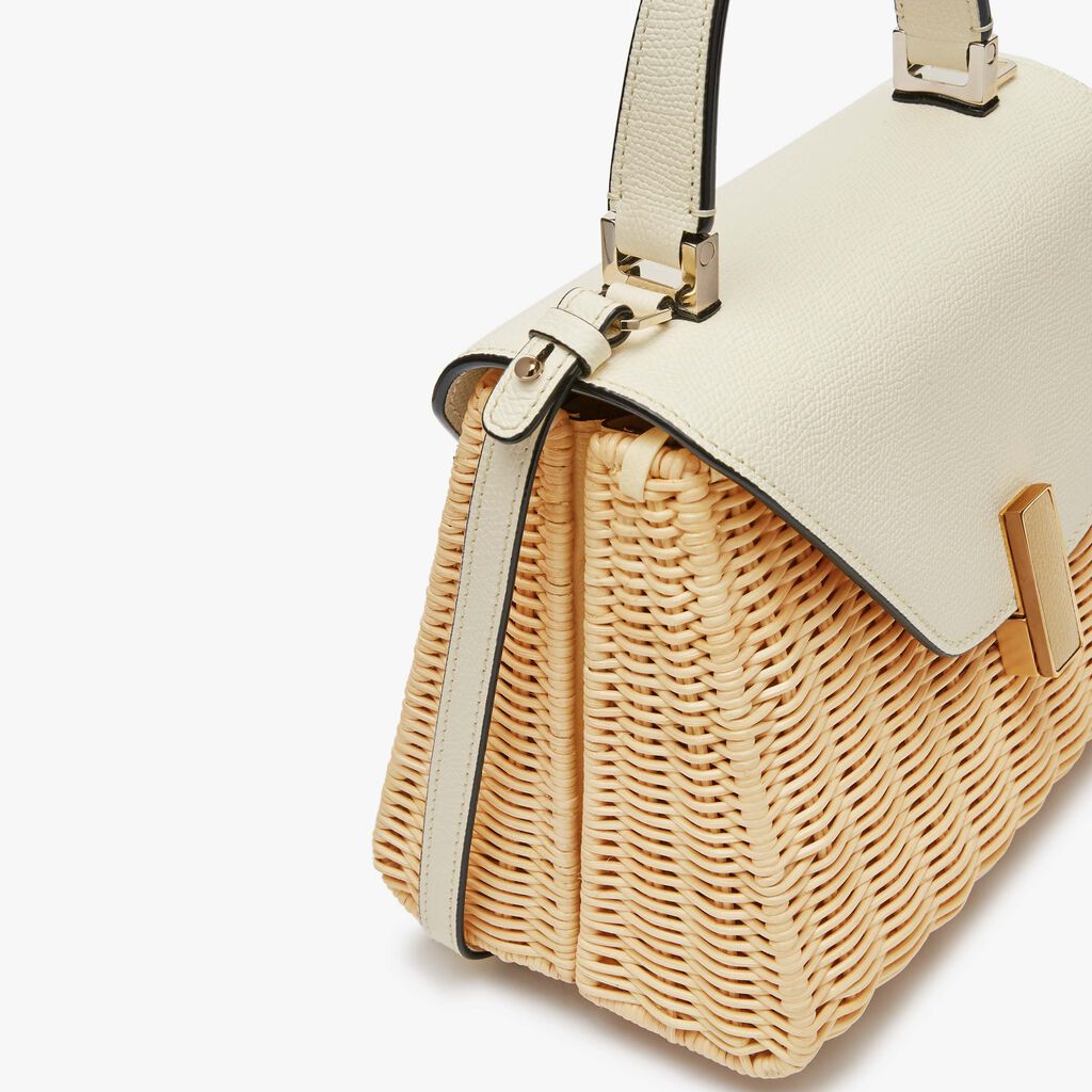 Iside Wicker Top Handle Mini Bag - Beige/Pergamena White - Midollino/Vitello VS - Valextra - 4