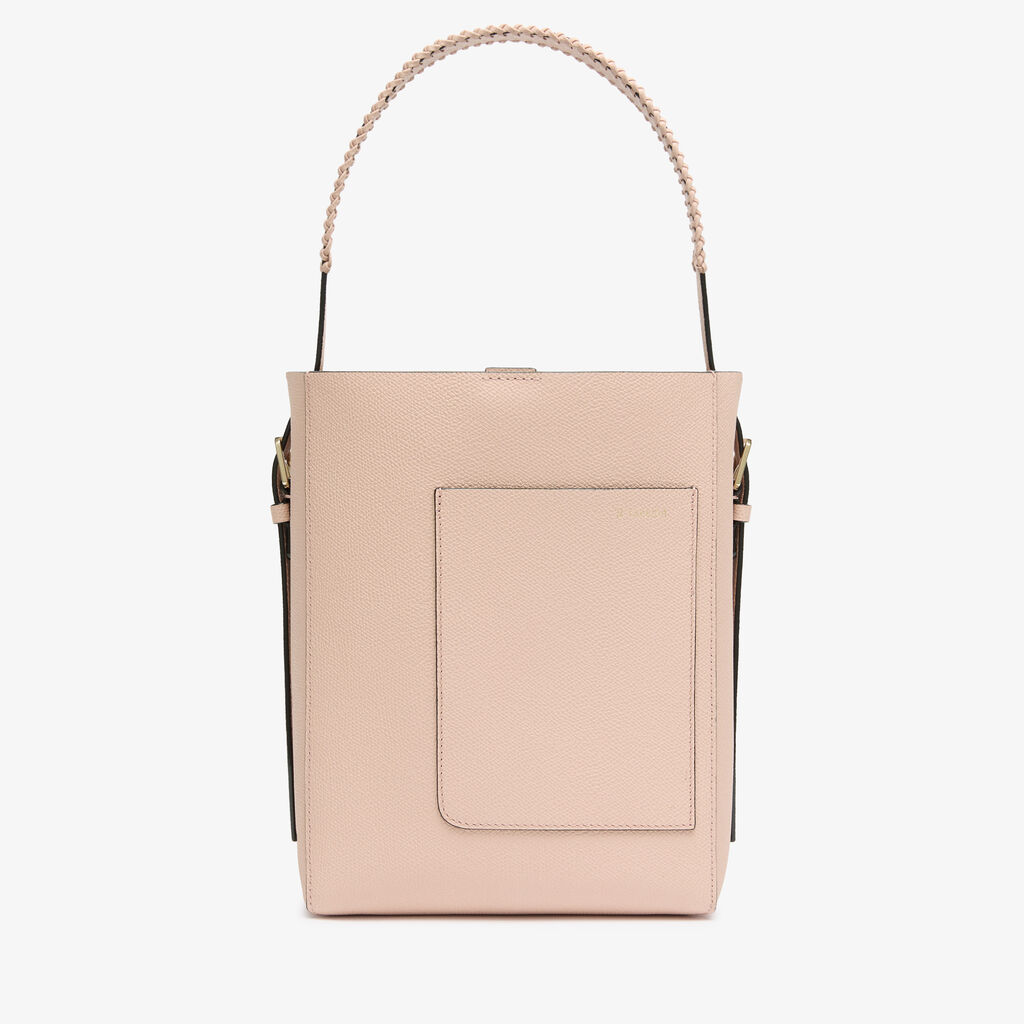 Soft Braided Bucket Mini Bag - Bonne Mine Pink - Vitello VS-Infilatura Punto Festone - Valextra - 1