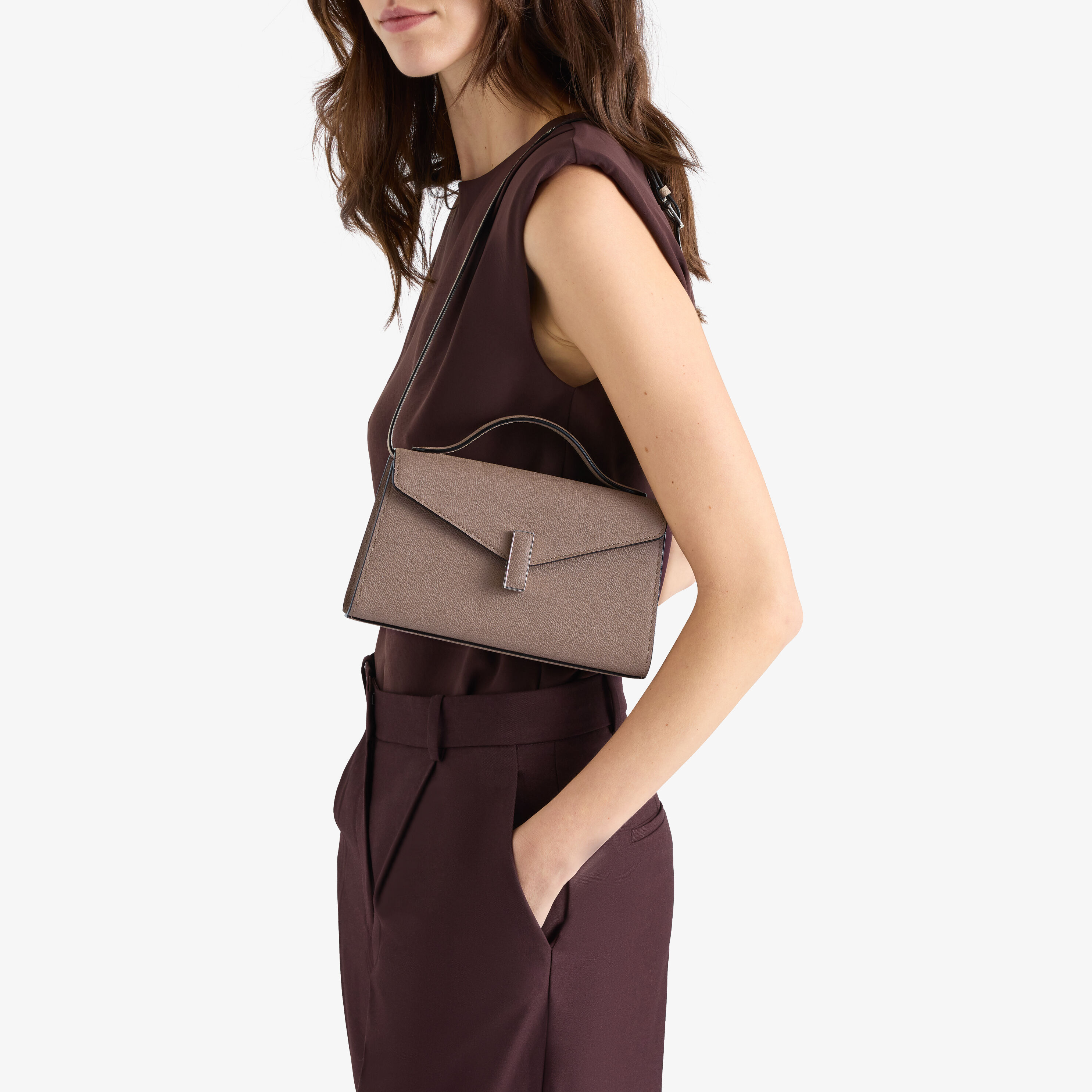 Women's Beige Luxury Leather Iside Tìn Top Handle Bag | Valextra
