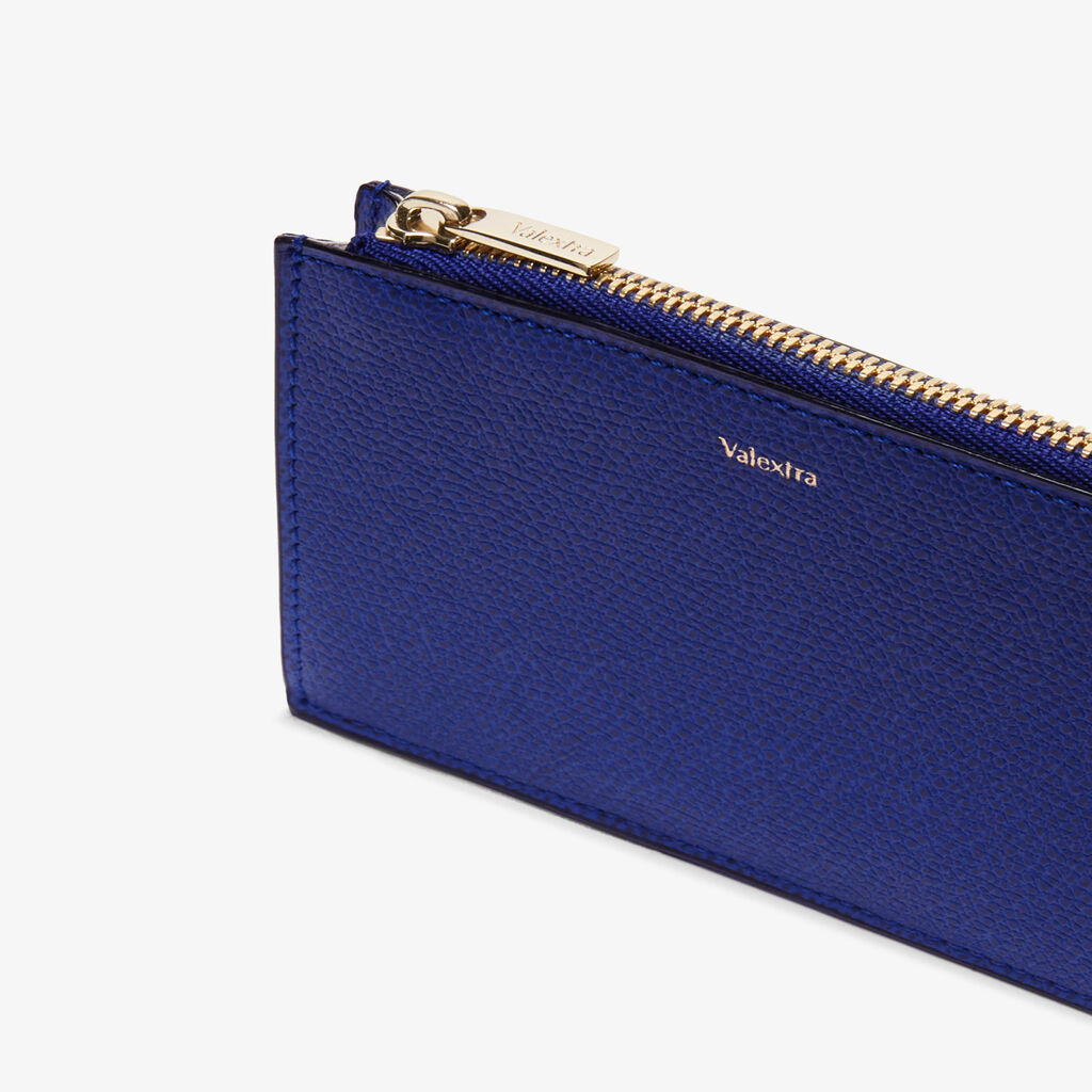 Card Holder 3CC with Zip - Royal Blue - Vitello VS - Valextra - 2