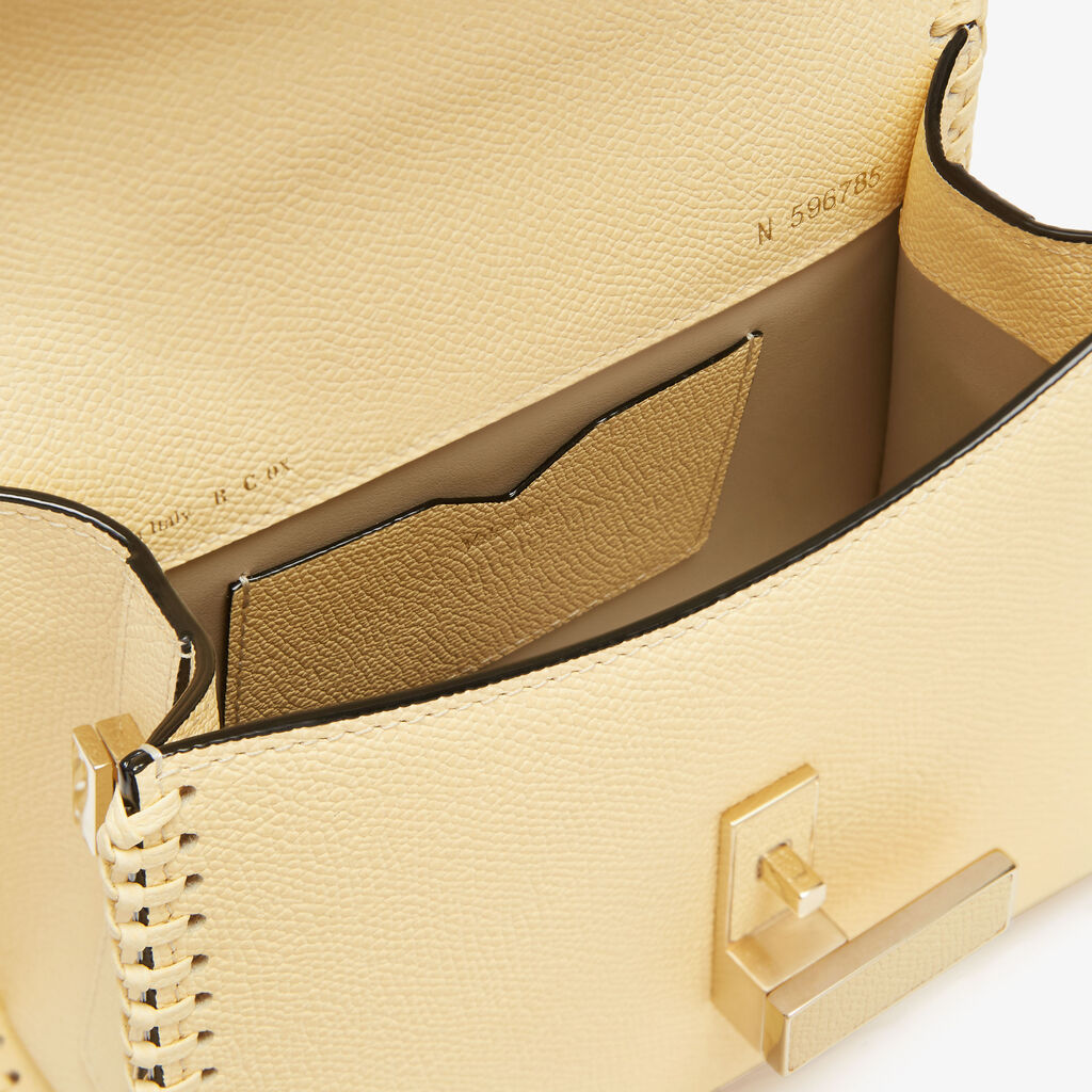 Iside Braided Crossbody Micro Bag - Cream Yellow - Vitello VS-Infilatura Punto Festone - Valextra - 3