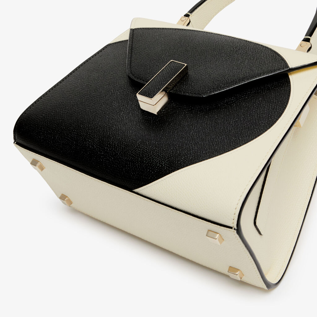 Iside Intarsia Pebble Top Handle Mini Bag - Pergamena White/Black - VS Vitello-Blob - Valextra - 5