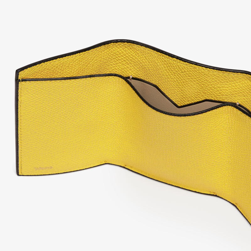 Small Wallet With Coin Holder - Yellow - Millepunte calf leather - Valextra - 3