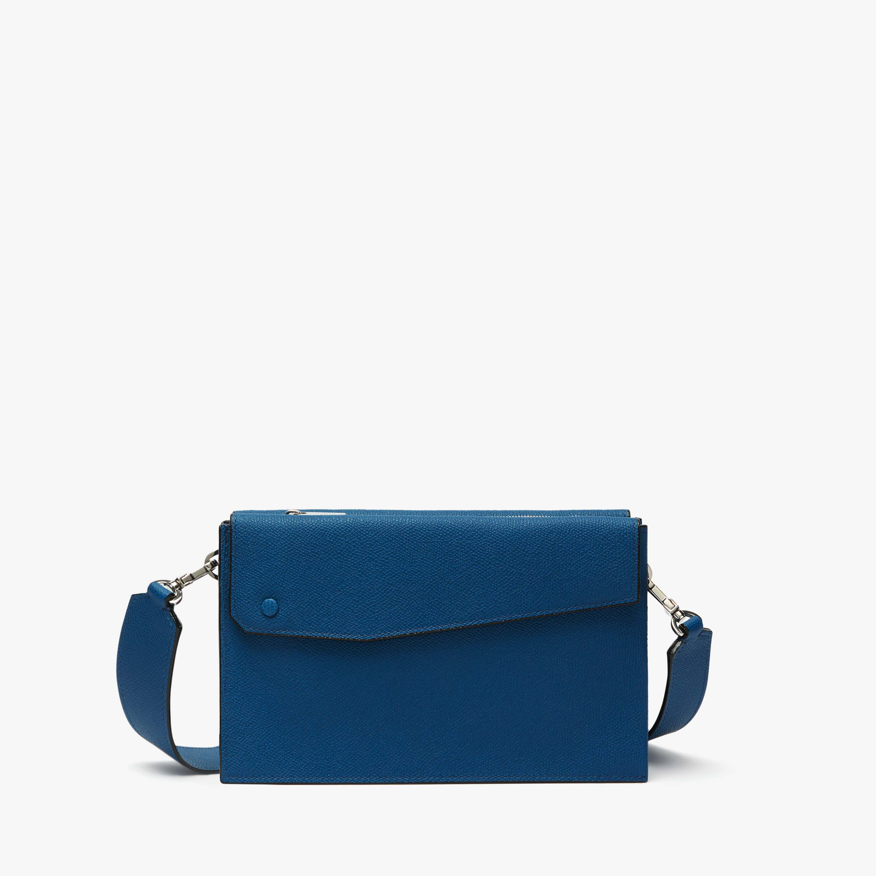 Men s Blue Luxury Leather Crossbody Bag Valextra Pocket