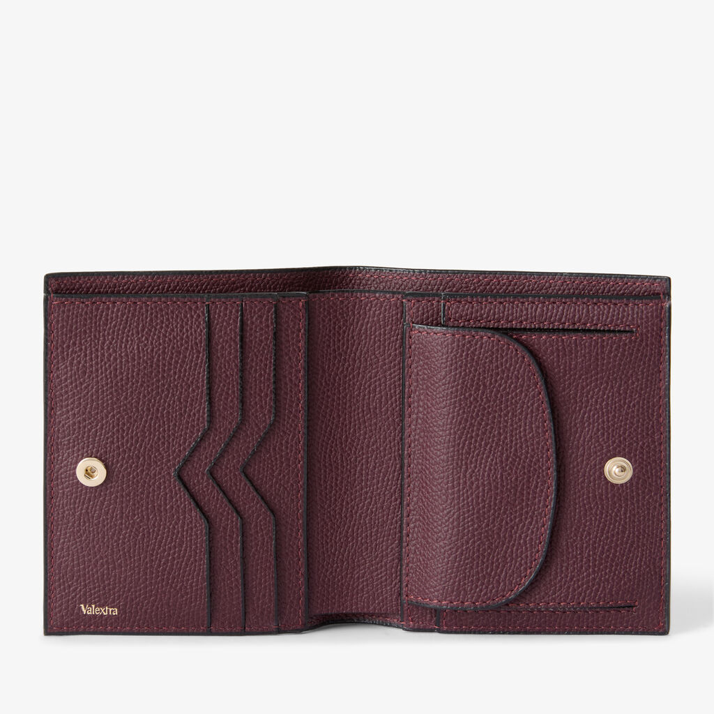 Compact Wallet 3 CC with Coin Purse - Claret Red - Millepunte calf leather - Valextra - 4