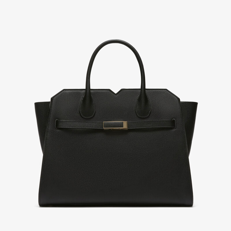 Milano Two Handles Medium Bag - Black - Millepunte Soft calf leather - Valextra - 1