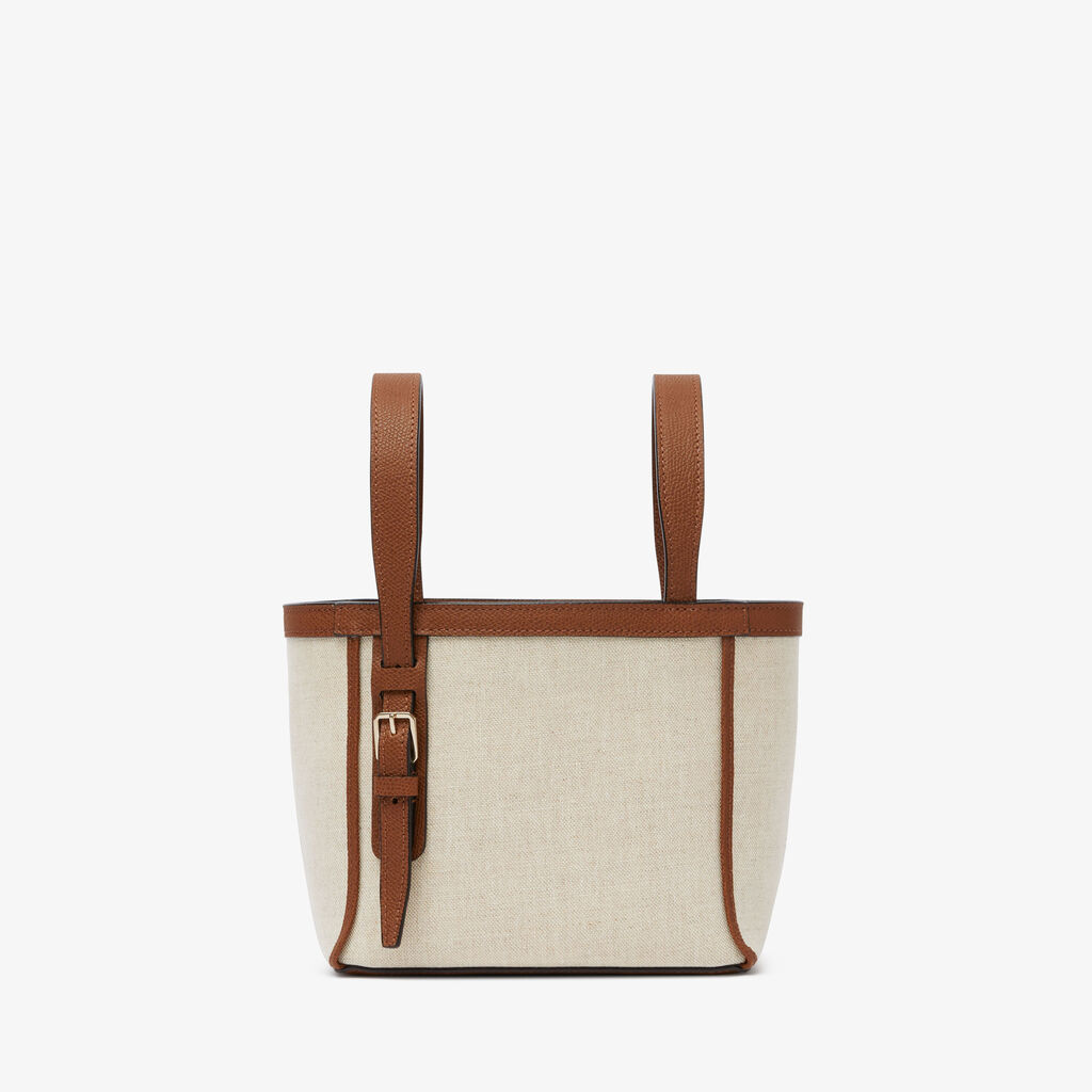 Soft Canvas Bucket Micro Bag - Sand/Chocolate Brown/Camel Brown/Cashmere Beige - Tessuto Canvas/VS - Valextra - 6