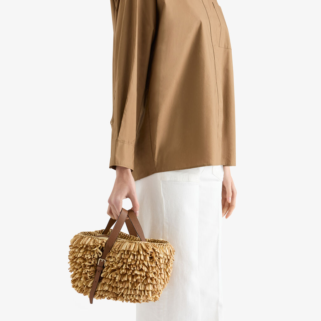 Soft Wavy Raffia Bucket Bag -  - Tessuto Punto Pelliccia/Vitello VS - Valextra - 2