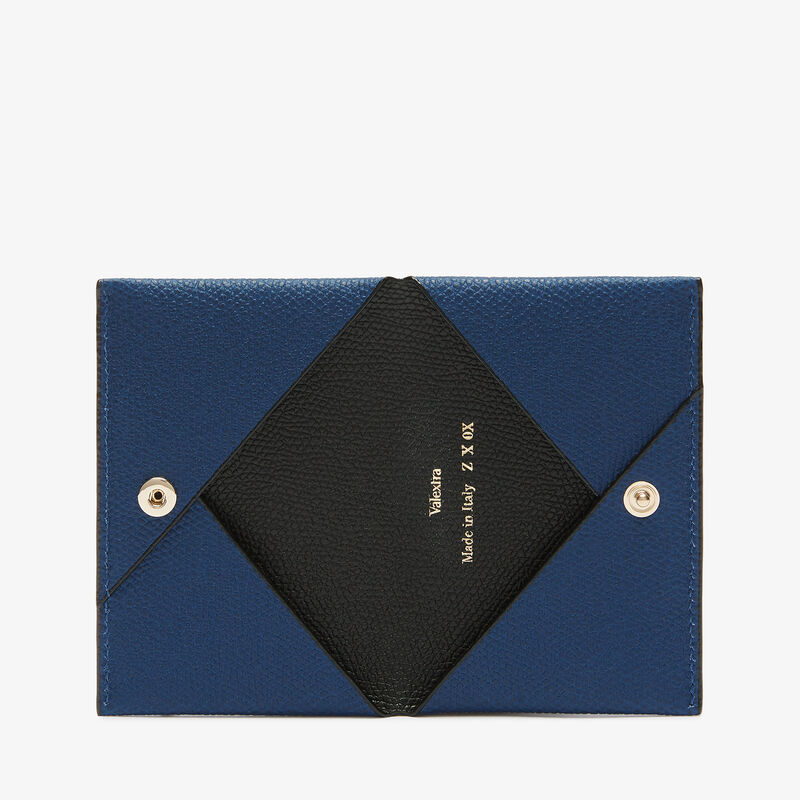 Card Case with Button - Sapphire Blue/Black - Millepunte calf leather - Valextra - 4