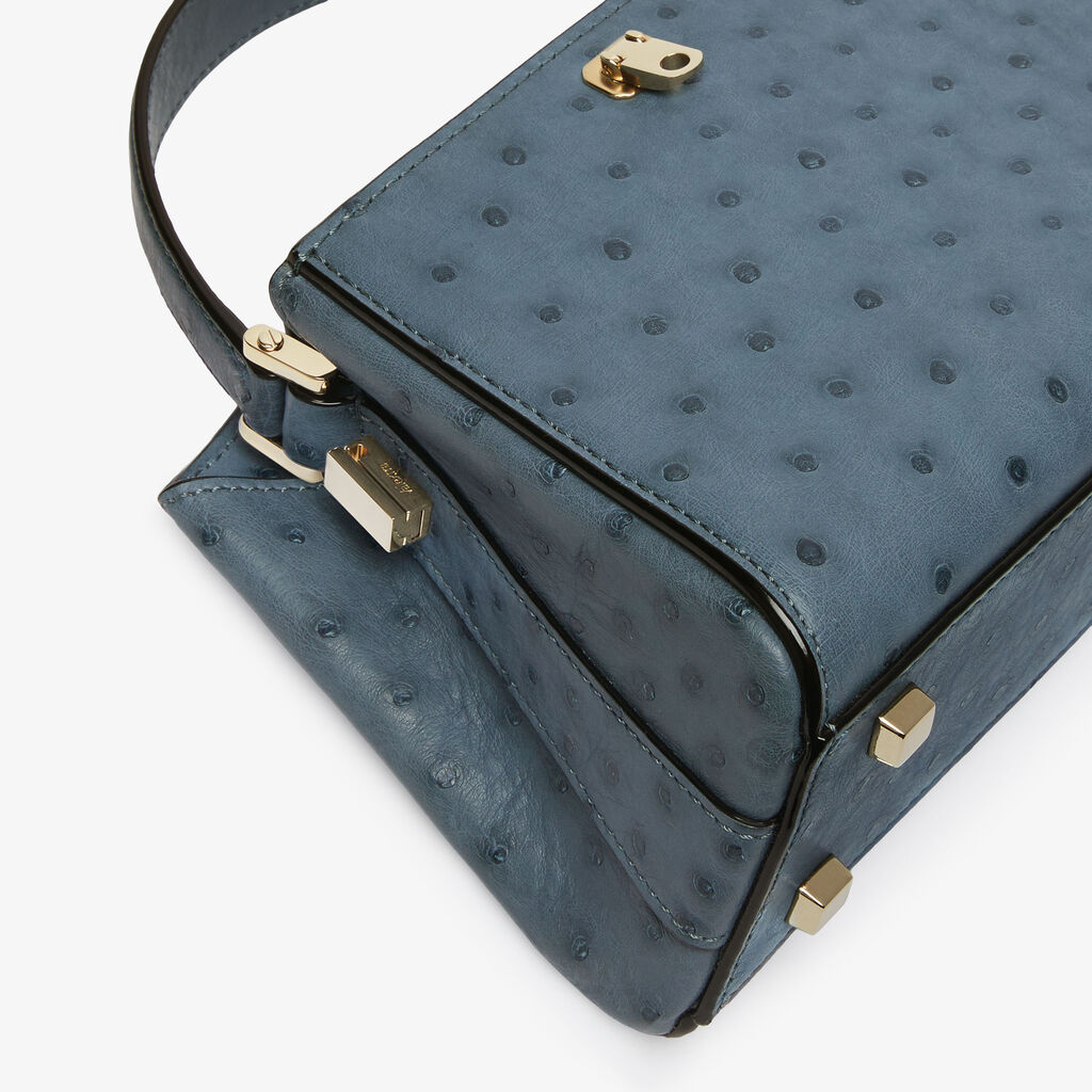 Brera Ostrich Crossbody Micro Bag - Avio Blue - Struzzo - Valextra - 4