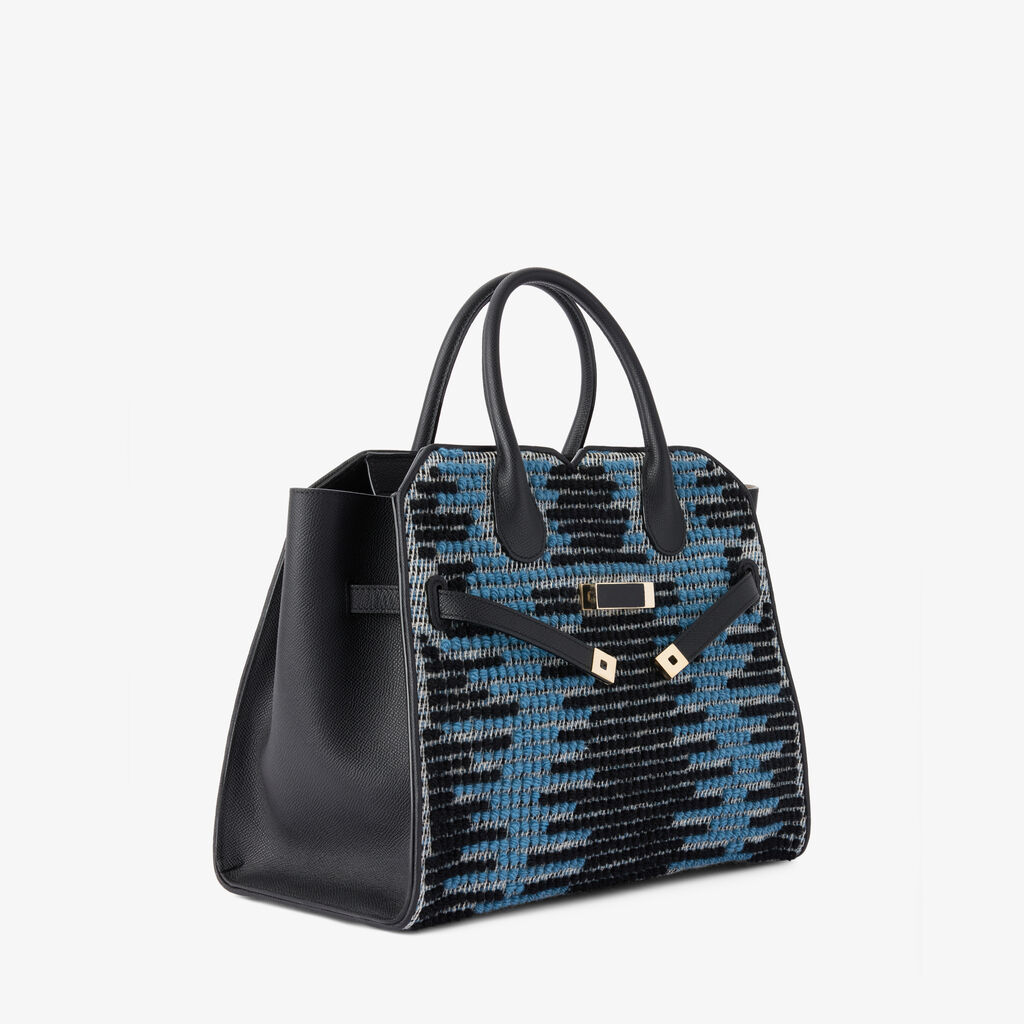 Milano Sunset Pibiones Two Handles Medium Bag - - Tessuto Pibiones Tramonto/Vitello Millepunte Soft - Valextra - 5