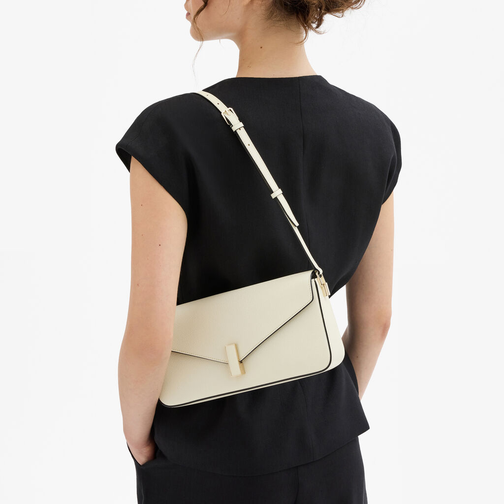 Iside Shoulder Bag - Pergamena White - 1/2 Vitello VS Eco - Valextra - 2