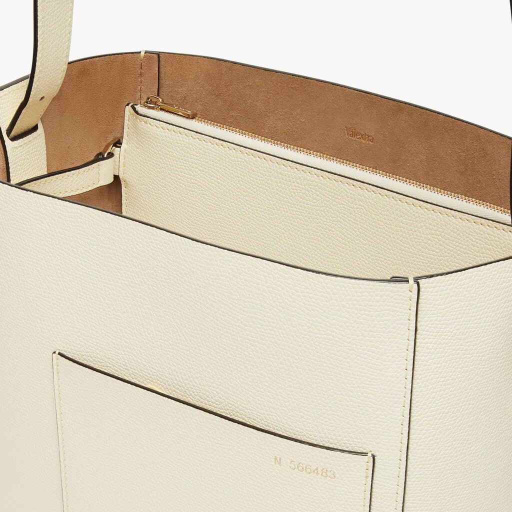 Soft Bucket Medium Bag - Pergamena White - Vitello VS - Valextra - 5