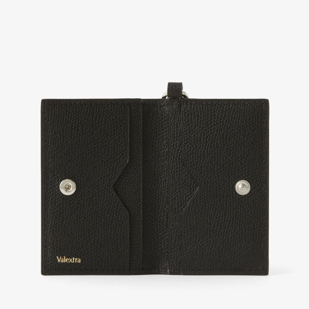 Card Holder with Lanyard - Black - Vitello VS - Valextra - 4