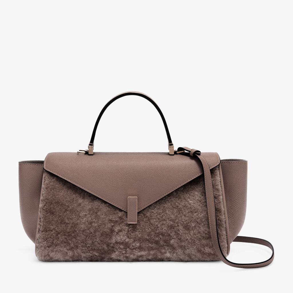 Iside Editor Shearling Top Handle Bag -  - Montone Merinos/Vitello Millepunte Soft - Valextra - 1
