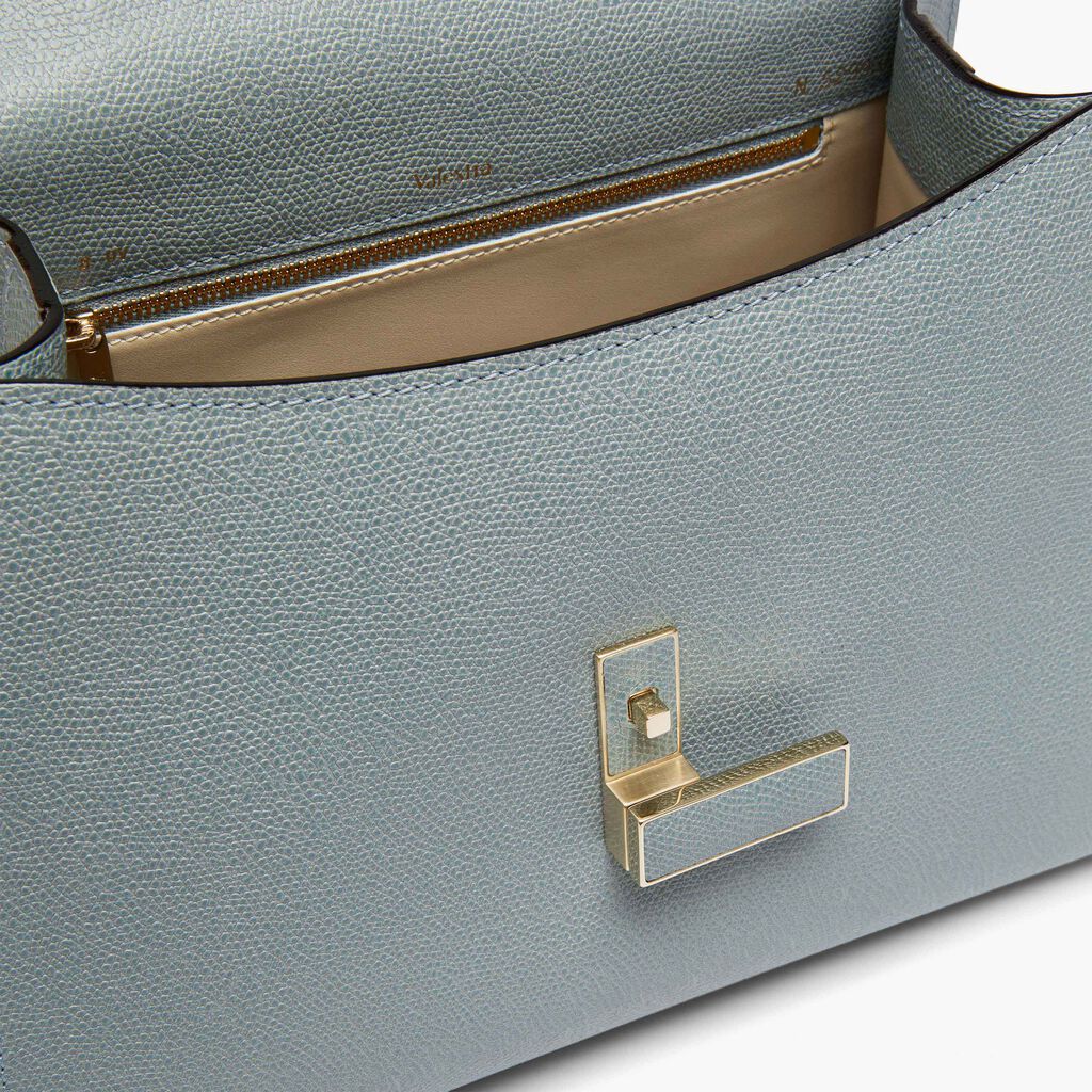 Iside Top handle medium bag - Smokey Blue - Vitello VS - Valextra - 5