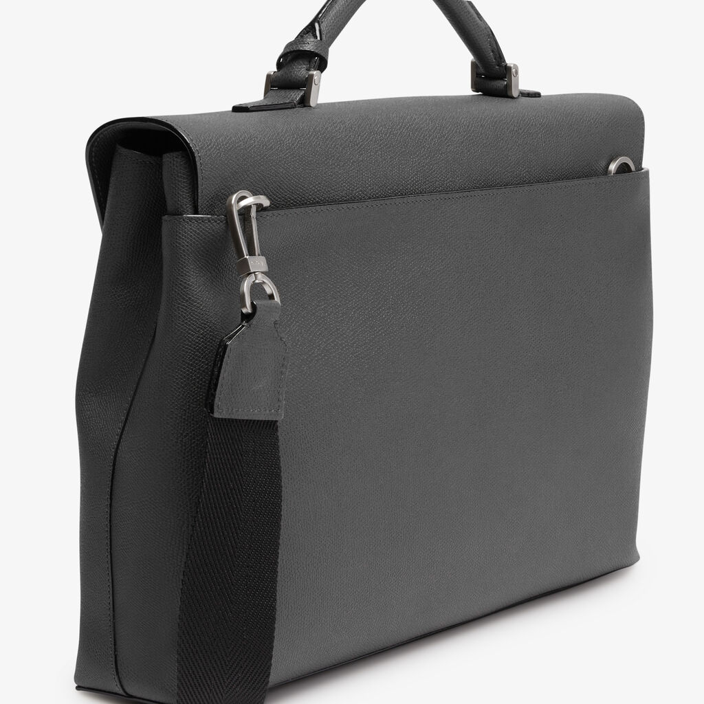 Avietta Briefcase with Flap 24h - Smokey Grey - Vitello VS - Valextra - 5