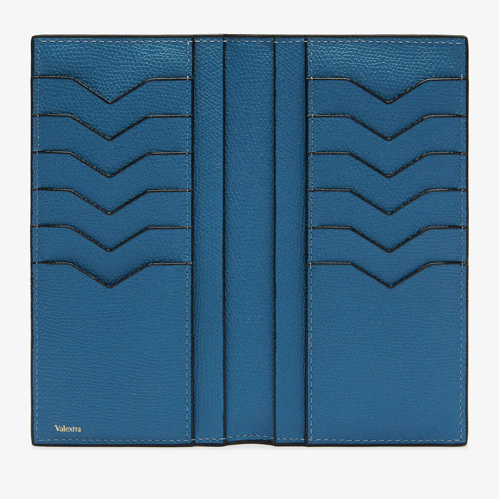 Portafoglio Verticale Bifold 12 Carte Di Credito - Blu Cobalto - Vitello VS - Valextra - 4