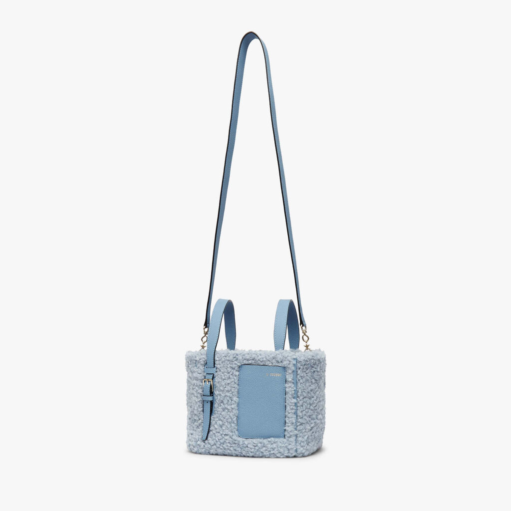 Soft Bouclè Bucket Micro Bag - Shirt Blue - Tessuto Fur Riccio/Vitello VS - Valextra - 5