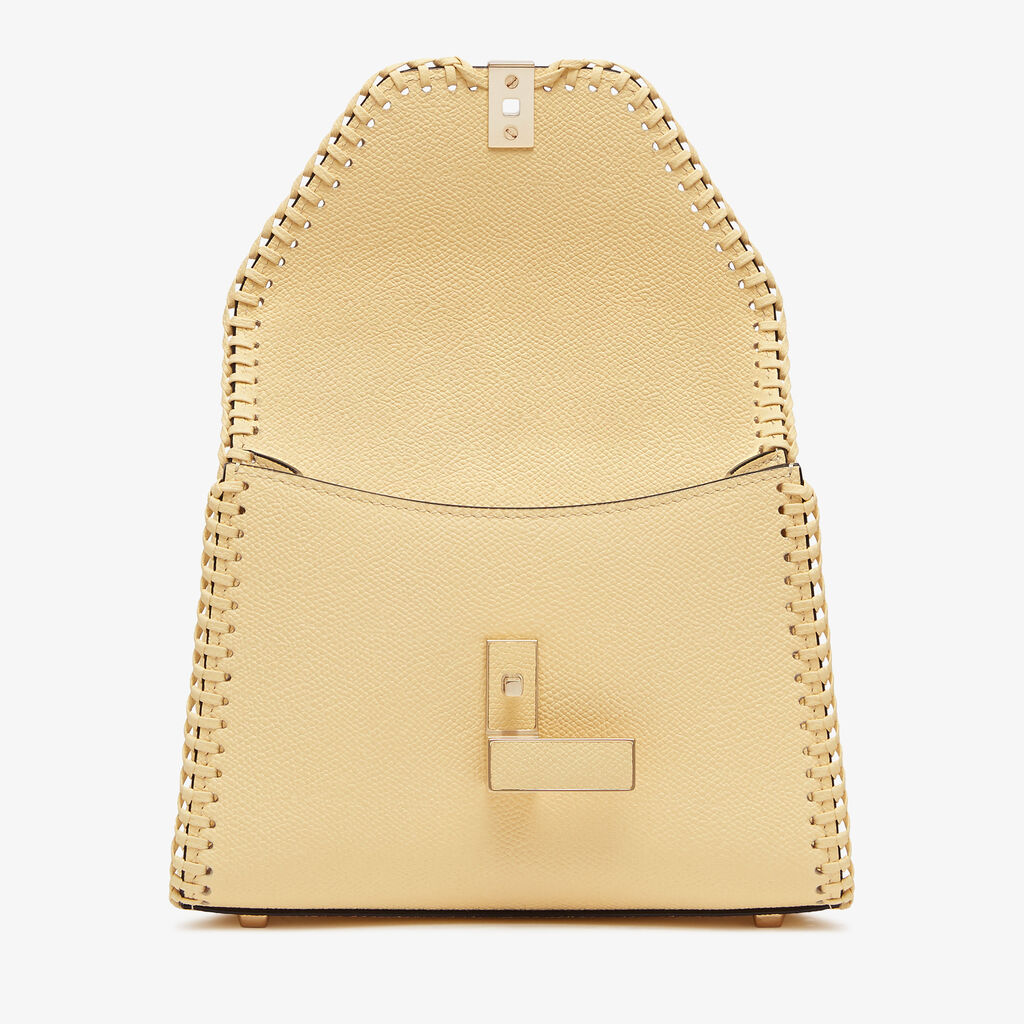 Iside Braided Crossbody Micro Bag - Cream Yellow - Vitello VS-Infilatura Punto Festone - Valextra - 7