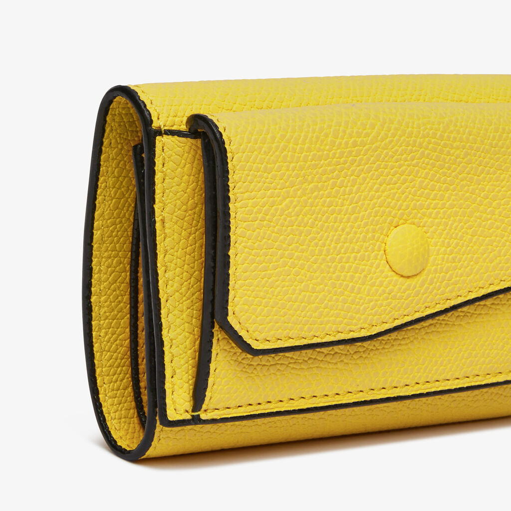 Small Wallet With Coin Holder - Yellow - Vitello VS - Valextra - 2
