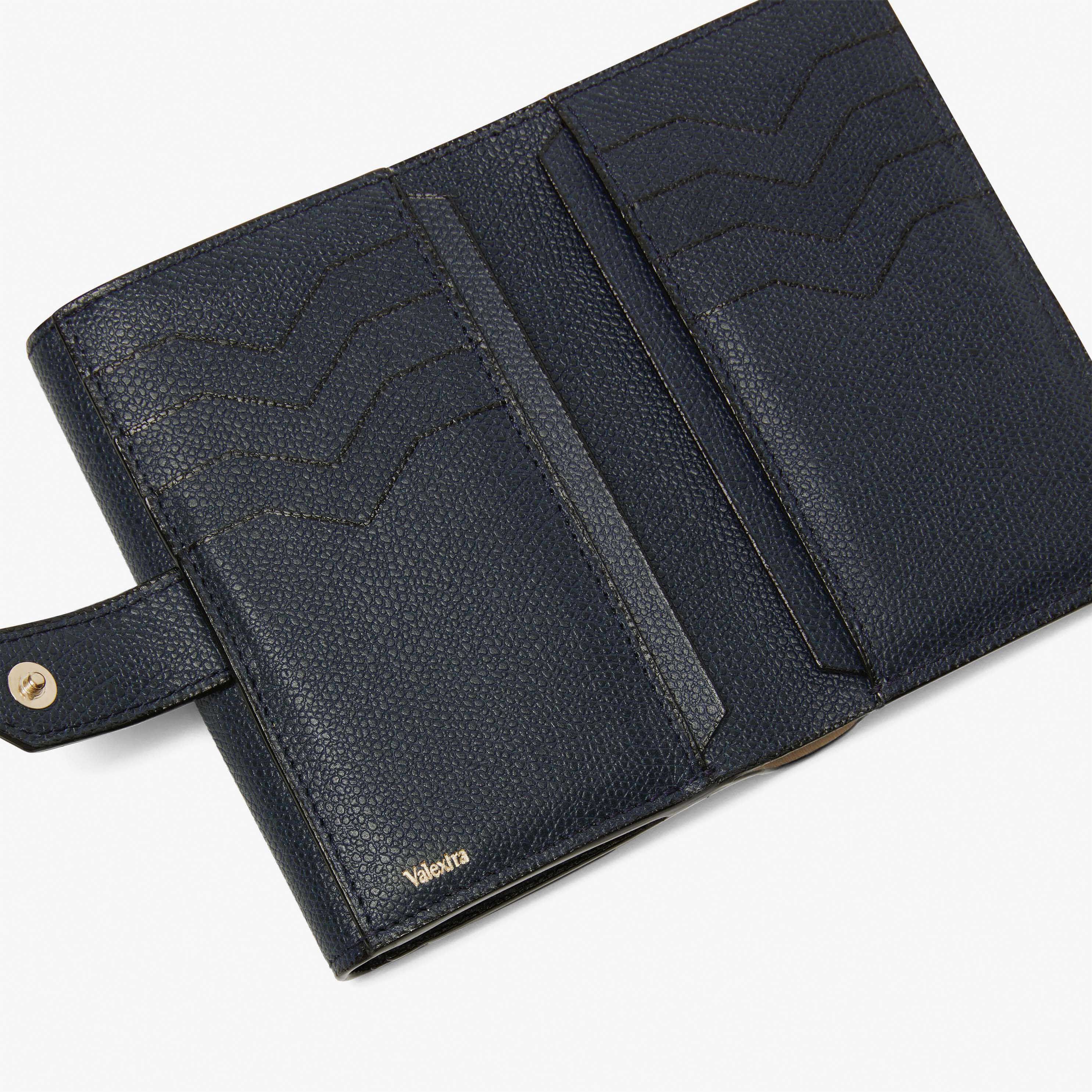 Portafoglio doppio in Pelle Blu Valextra Brera