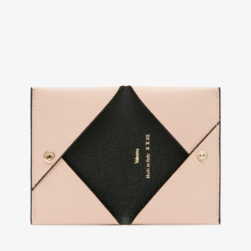 Card Case with Button - Bonne Mine Pink/Black - Millepunte calf leather - Valextra - 4
