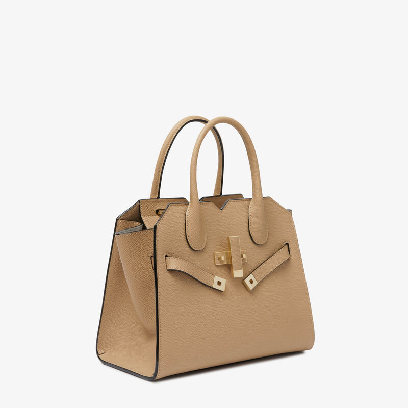 Milano Two Handles Mini Bag - Cashmere Beige - Millepunte Soft calf leather - Valextra - 6